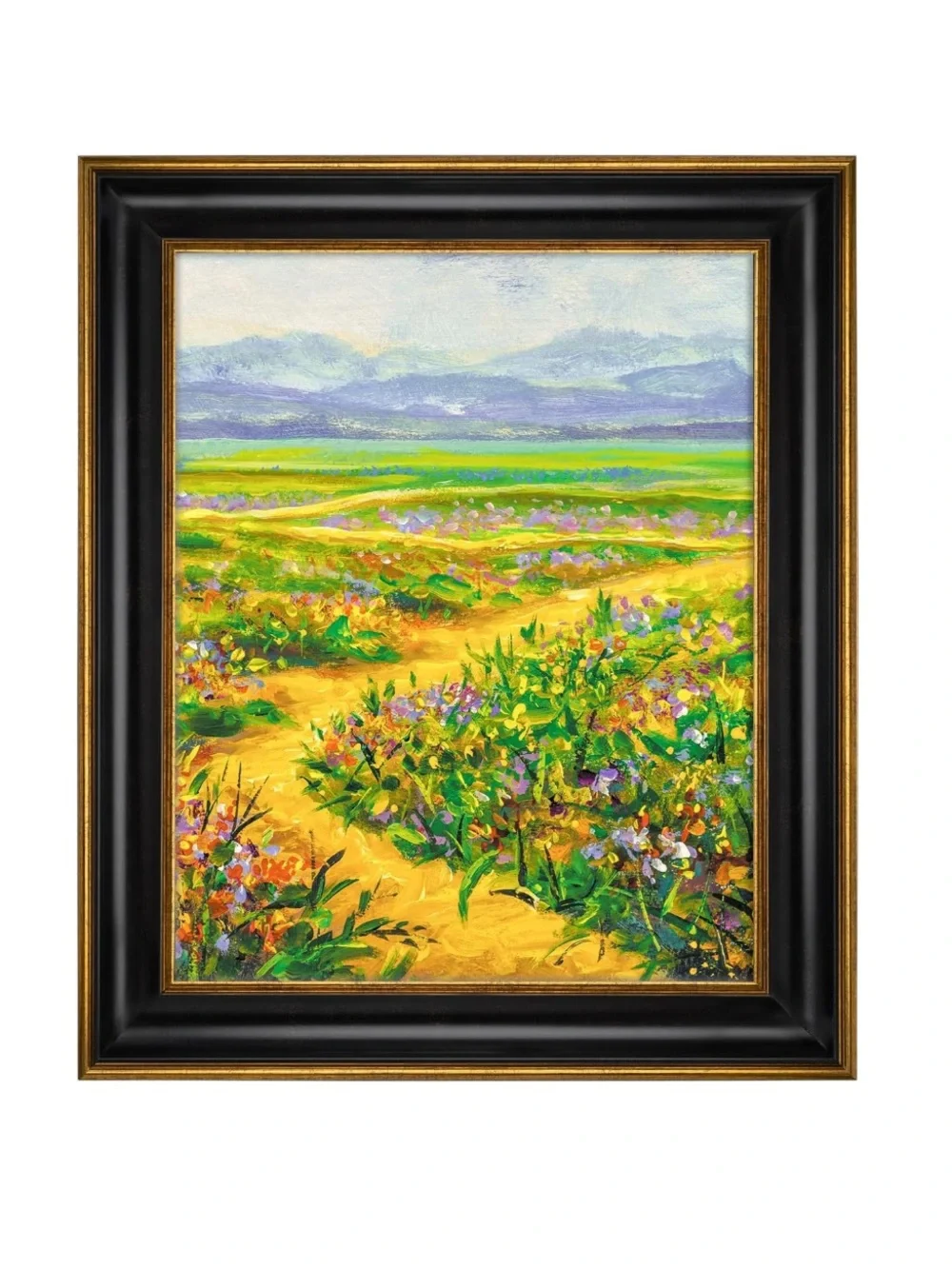 Black with Antique Gold Picture Frame Real Glass Portrait or Landscape 8x10”